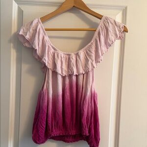 Free People Pink Ombre Ruffle Top